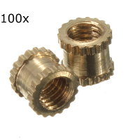 Suleve™ M3bn1 M3*4mm H62 Brass Knurl Nuts Diy Accessories 100pcs