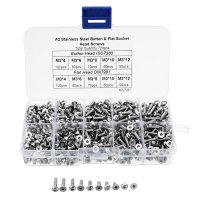 Suleve™ M3sh7 M3 Stainless Steel Hex Socket Button & Flat Head Screw Bolt Assortment Kit 720pcs