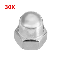 Suleve™ M4sn3 30pcs M4 304 Stainless Steel Dome Head Cap Acorn Hex Nuts Thread Decor Cover Nuts