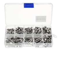 Suleve™ M4SP2 M4 Stainless Steel Phillips Flat Head Screws Bolts Nuts Assortment Kit 250Pcs