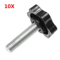 Suleve™ M8ts1 10pcs M8 30mm Star Shape Head Thread Knurled Thumb Screw Clamping Grip Knob Screw