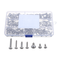 Suleve™ MXSP5 220pcs M3/M4/M5 Stainless Steel 304 Pan Head Phillip Trapper Self Trapping Screw