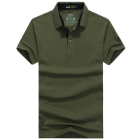 Summer Casual Mens Solid Color Turn Down Collar Breathable Cotton Short Sleeve Polo Shirt