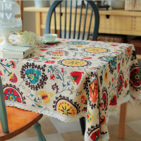 Sun Flower Cotton Linen Tableware Mat Table Runner Tablecloth Desk Cover Heat Insulation Bowl Pad