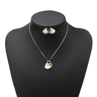 Sweet Triangle Opal Jewelry Set Rose Gold Chain Gemstone Necklace Earrings Best Gift For Women Girl
