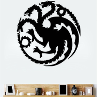 T 18 Game Of Thrones Tangeri Lian Targaryen Family Emblem Three Gold Dragon Carved Wall Stickers