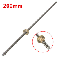 T8 200mm Lead Screw 8mm Thread Lead Screw 2mm Pitch Lead Screw With Brass Nut