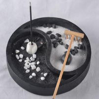 Tai Ji Yoga Meditation Zen Garden Sand Kit Tealight Incense Holder Burner Spirit Healing Decor Set