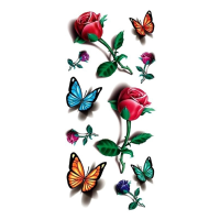 Temporary 3d Butterfly Flower Rose Tattoo Sticker Decal Ladies Body Art