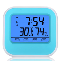 Th026 Touch Screen Digital Thermometer Hygrometer Temperature & Humidity Meter ℃/℉ Clock With Backl