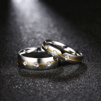 Three Zircons Silver Stainless Steel Ring Women Men Couple Forever Love Gift