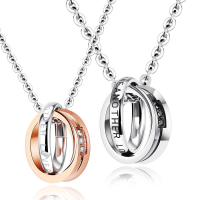 Titanium Steel Love Cross Rings Zircon Fashion Couple Necklace Gift For Couples