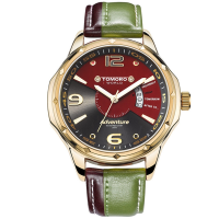 Tomoro Brand Tmr0214 Calendar Dual Colors Leather Men Quartz Casual Stylish Male Wrist Watch