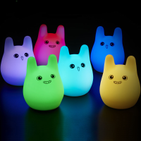 Touch Sensor Colorful Cartoon Rabbit Silicone Led Night Light Usb Charging Table Lamp
