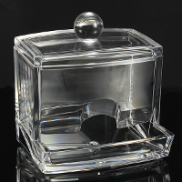 Transparent Acrylic Crystal Cotton Swab Storage Box With Ball Tip Lid