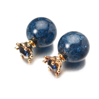 Trendy Crystal Blue Ball Crown Ear Stud Exquisite Best Gift Earrings Jewelry For Women