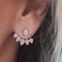 Trendy Flower Earrings Gold Silver Full Rhinestones Ear Stud Gift For Women