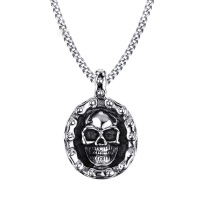 Trendy Men's Stainless Steel Charm Necklace Punk Skull Pendant Chain Gift For Men