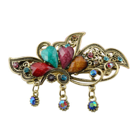 Trendy Multicolor Rhinestone Flower Butterfly Spring Hairpin