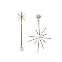 Trendy Rhinestone Artificial Pearl Flower Asymmetric Women Earrings