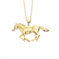 Trendy Silver Gold Color Horse Pendant Necklace Sweater Chain For Women