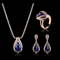 Turkey Series Necklace Blue Turquoise Ring Earrings Gift Jewelry Set