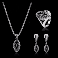 Turkey Series Obsidian Necklace Ring Retro Earrings Gift Jewelry Set