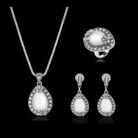 Turkey Series Opal Necklace Rhinestone Ring Crystal Earrings Gift Party Jewelry Set