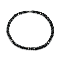 Unisex Simple Black Magnet Stone Chain Beaded Healing Necklace Clothing Accessories