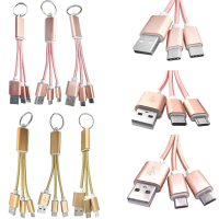 Universal 2 In 1 2*type C And Micro Usb Key Chain Usb Data Cable For Mobile Phone