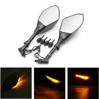 Universal 8mm 10mm Motorcycle Rearview Mirror With Led Turn Signal Light Street Bike Indicator Light