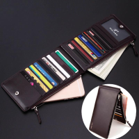 Universal Men Vertical Pu Dual Zippers Multi Slots Wallet Bag For 5.5 Inches Smartphone