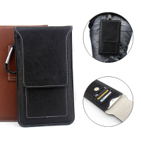Universal Multifunctional Leather Phone Bag Metal Hook Waist Bag For Phone Under 5.5 Inches