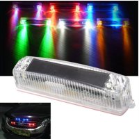 Universal Solar Beacon Strobe Flash Led Light Grille Dash Emergency Warning Lamp