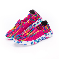 Us Size 5 10 Women Hand Woven Breathable Net Hollows Beach Summer Flats Mixed Colors Shoes