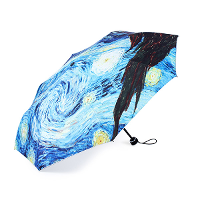 Van Gogh Starry Night Painting Sun Rain Folding Anti Uv Umbrellas