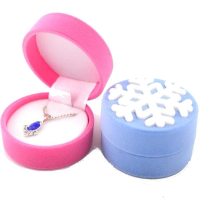Velvet Snowflake Ring Earrings Necklace Jewelry Box Storage Case Gift