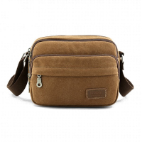 Vintage Canvas Casual Horizontal Zipper Cross Body Shoulder Bag For Men