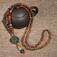 Vintage Ethnic Wood Beads Necklace Nepal Agate For Men Women