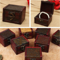 Vintage Flower Printed Wooden Jewelry Storage Box Case Multi Patterns