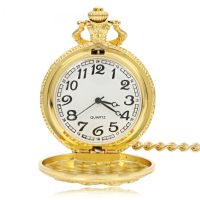 Vintage Golden Color Luxury Sailing Boat Pattern Quartz Pocket Watch