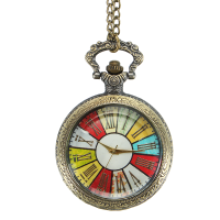 Vintage Simple Roman Number Chain Retro Analog Quartz Pocket Watch