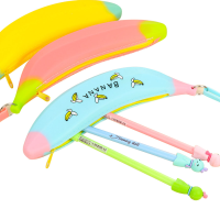 Wam Pc 10 Mini Silicone Pencil Case Banana Plastic Pencil Bags Kids Girl Pen Bag Zipper Coin Pocket