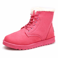 Winter Ankle Snow Boots Lace Up Flat Suede Warm Fur Lining Shoes