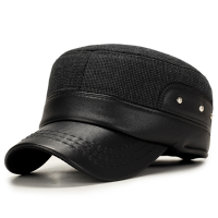 Winter Men Cotton Earflaps Warm Flat Top Hats