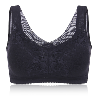 Wireless Soft Comfort Lace Embroidery Nylon Thin Seamless Gather Deep V Sleeping Bra