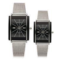 Womage 9366 1 Men Women Casual Square Stainless Steel Quartz Couple Watch