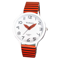 Womage Fashion Women Pencil Pointer Striated Strap Leather Quartz Watch