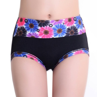Woman Comfy Floral Printing Panties Milk Silk High Waist Soft Breathable Underwear