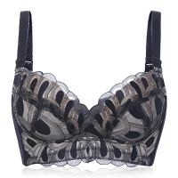Woman Sexy Lotus Embroidery Gather Bralette Elegant Floral Lace No Rim Breathable Adjustment Bras